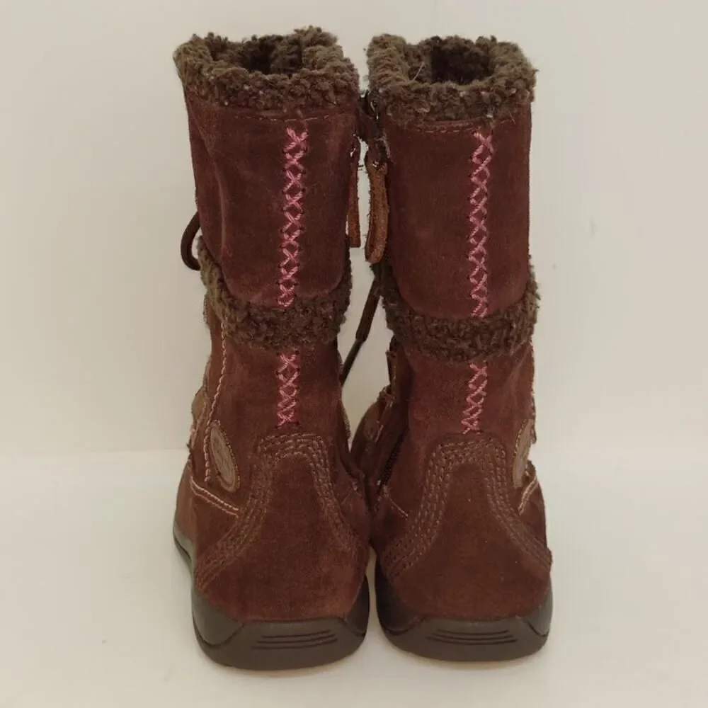 Timberland Toddler Girls Pre-owned Tall Zippered Dark Brown Suede Boots- sz. 9